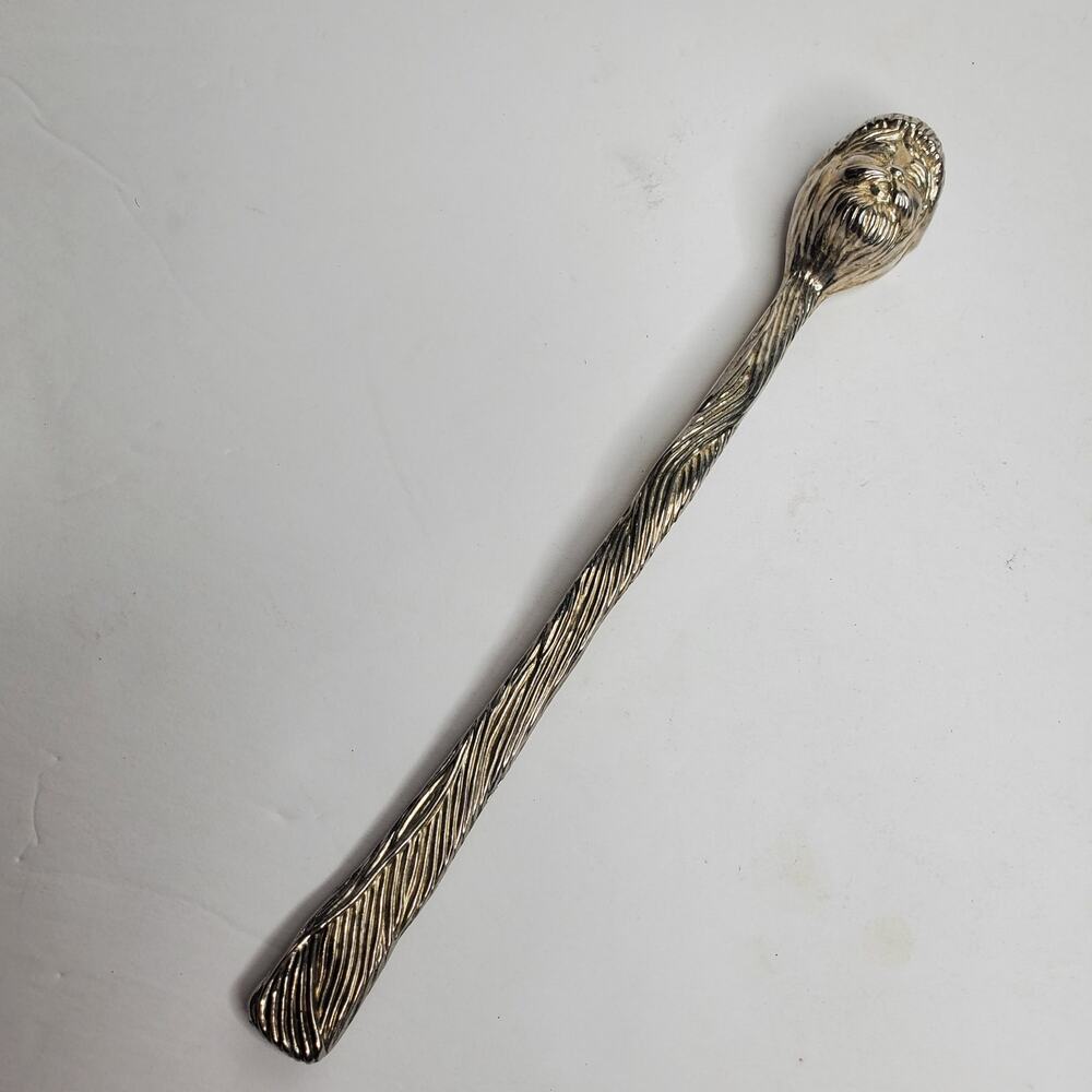 Vintage Santa Claus Head Christmas Silver Tone Candle Snuffer